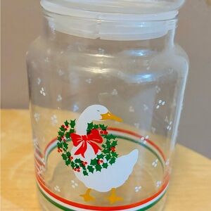 Vintage Christmas Lidded Goose Indiana Glass Good Condition